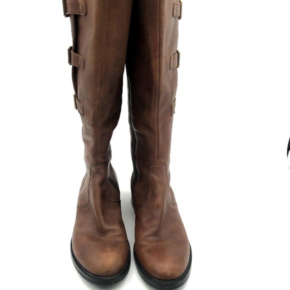 Ecco Womens Boots Knee High Leather Block Heel Zipper Buckles Brown Size 39 US 8 - Picture 4 of 8
